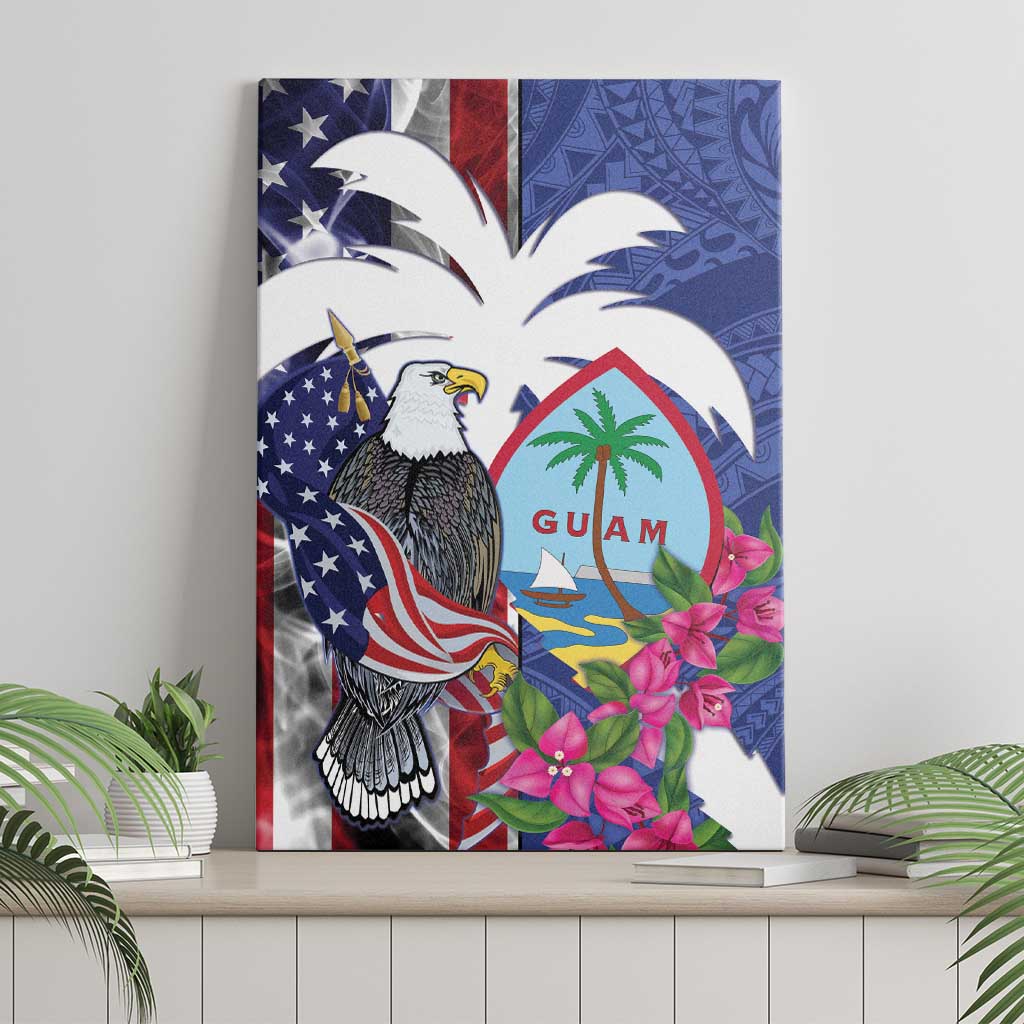 United States Guam Canvas Wall Art USA Eagle Guahan Seal Bougainvillea - Polynesian Pride