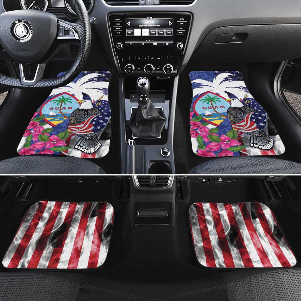United States Guam Car Mats USA Eagle Guahan Seal Bougainvillea - Polynesian Pride
