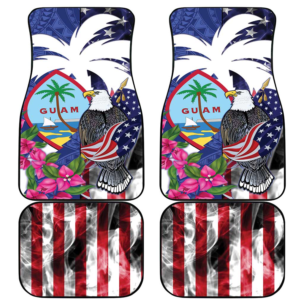 United States Guam Car Mats USA Eagle Guahan Seal Bougainvillea - Polynesian Pride