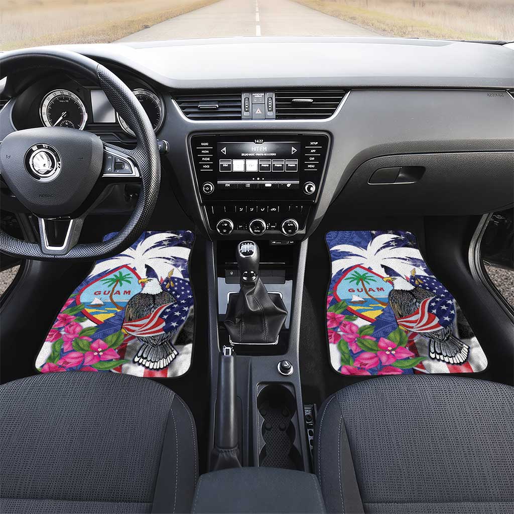 United States Guam Car Mats USA Eagle Guahan Seal Bougainvillea - Polynesian Pride