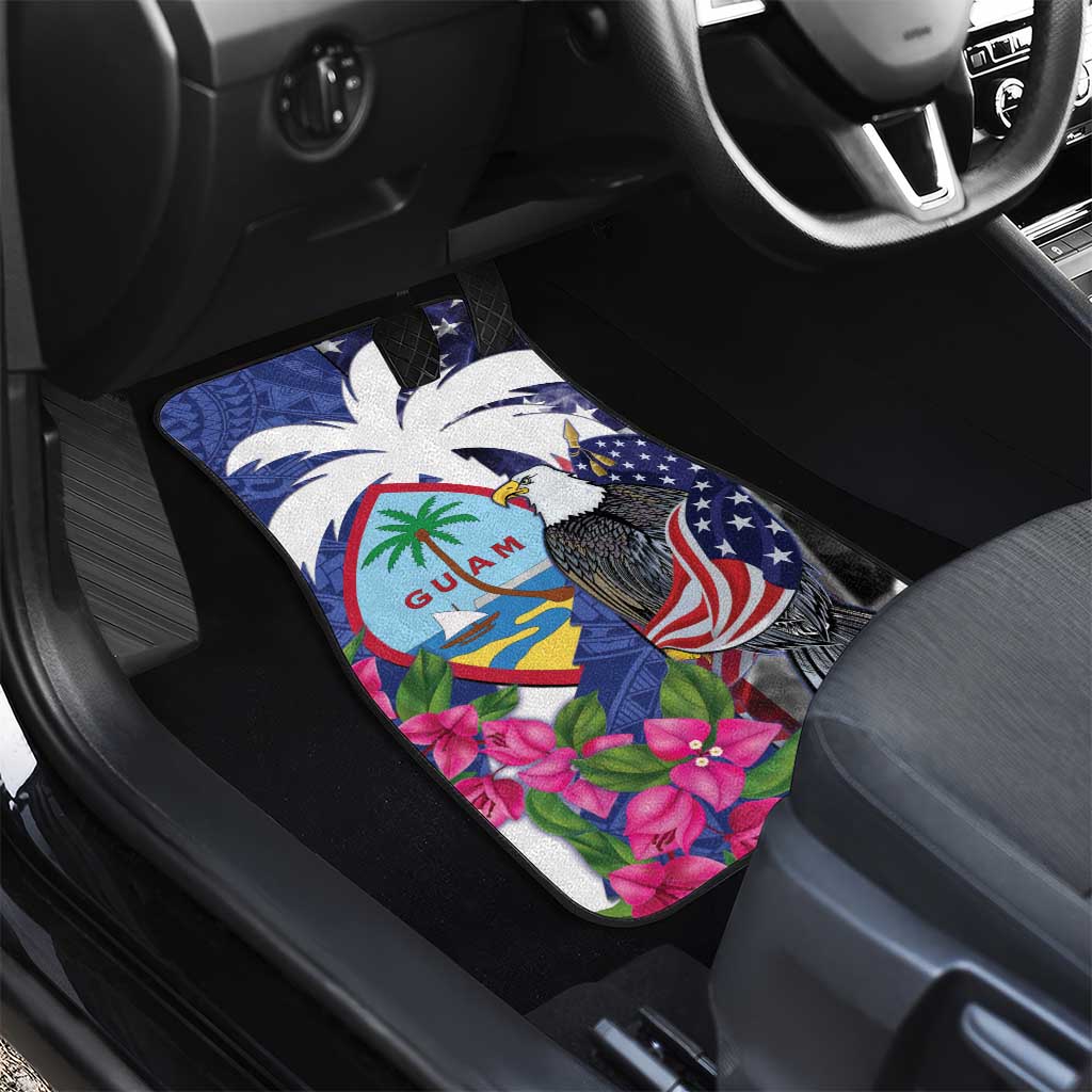 United States Guam Car Mats USA Eagle Guahan Seal Bougainvillea - Polynesian Pride