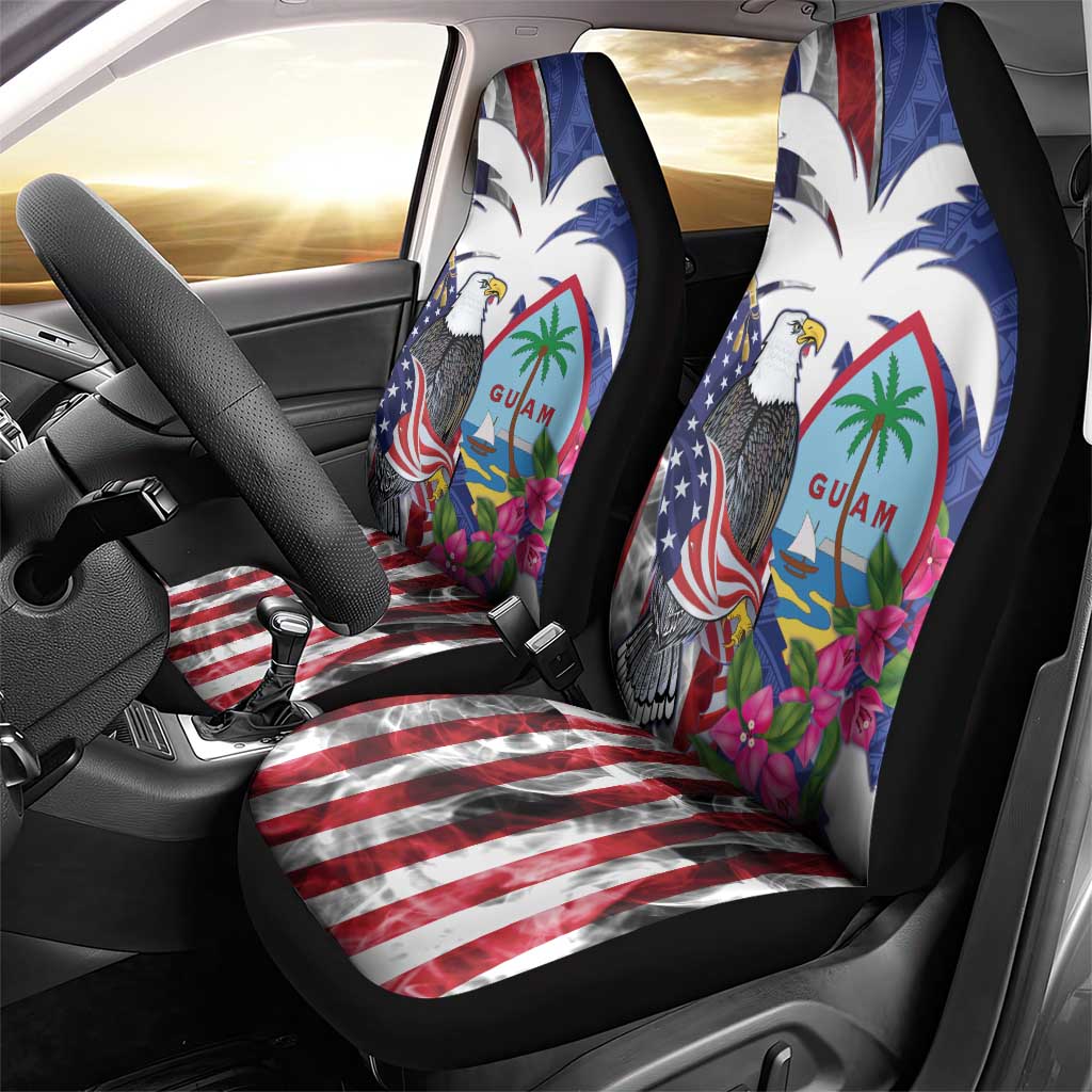United States Guam Car Seat Cover USA Eagle Guahan Seal Bougainvillea - Polynesian Pride