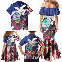 United States Guam Family Matching Mermaid Dress and Hawaiian Shirt USA Eagle Guahan Seal Bougainvillea - Polynesian Pride