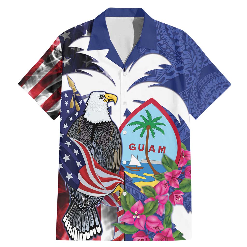 United States Guam Family Matching Mermaid Dress and Hawaiian Shirt USA Eagle Guahan Seal Bougainvillea - Polynesian Pride