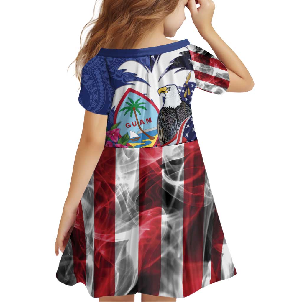 United States Guam Family Matching Off Shoulder Maxi Dress and Hawaiian Shirt USA Eagle Guahan Seal Bougainvillea - Polynesian Pride