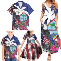 United States Guam Family Matching Summer Maxi Dress and Hawaiian Shirt USA Eagle Guahan Seal Bougainvillea - Polynesian Pride