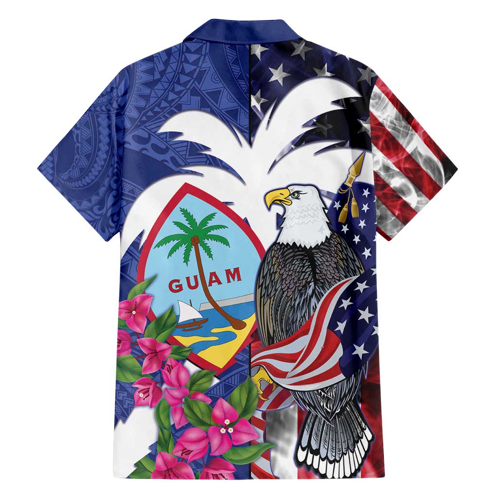United States Guam Family Matching Summer Maxi Dress and Hawaiian Shirt USA Eagle Guahan Seal Bougainvillea - Polynesian Pride