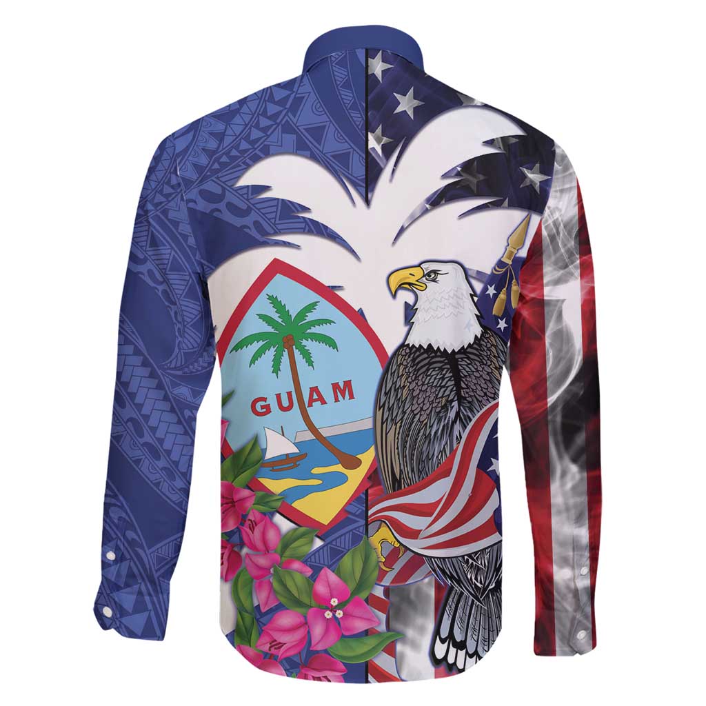 United States Guam Family Matching Summer Maxi Dress and Hawaiian Shirt USA Eagle Guahan Seal Bougainvillea - Polynesian Pride