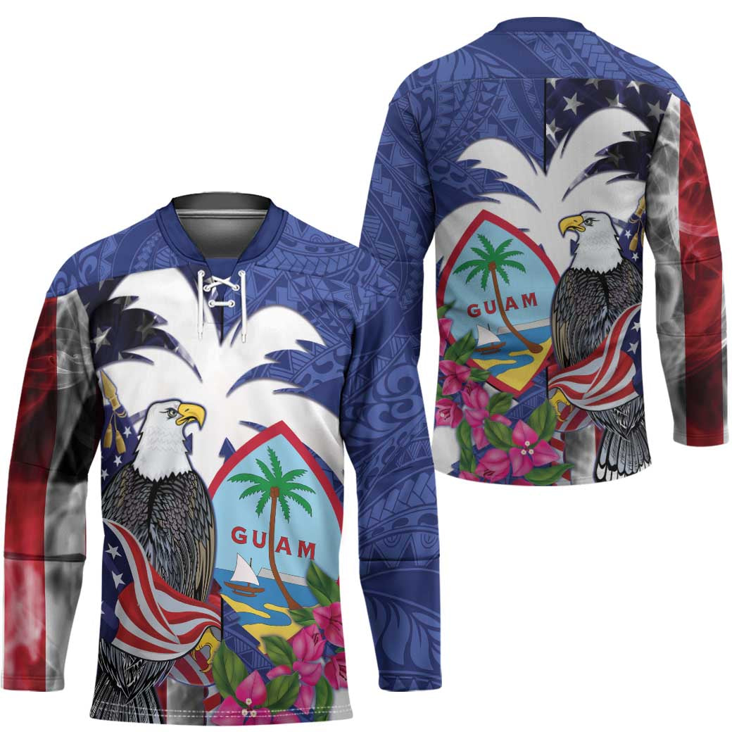 United States Guam Hockey Jersey USA Eagle Guahan Seal Bougainvillea - Polynesian Pride