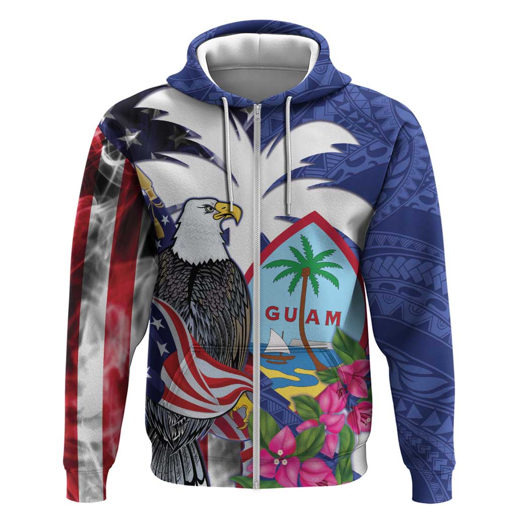 United States Guam Hoodie USA Eagle Guahan Seal Bougainvillea - Polynesian Pride