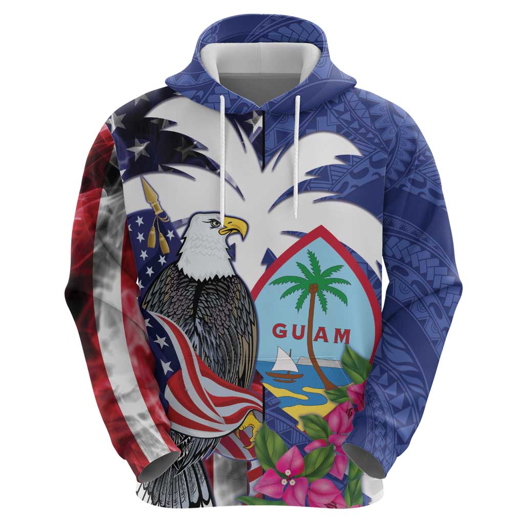 United States Guam Hoodie USA Eagle Guahan Seal Bougainvillea - Polynesian Pride