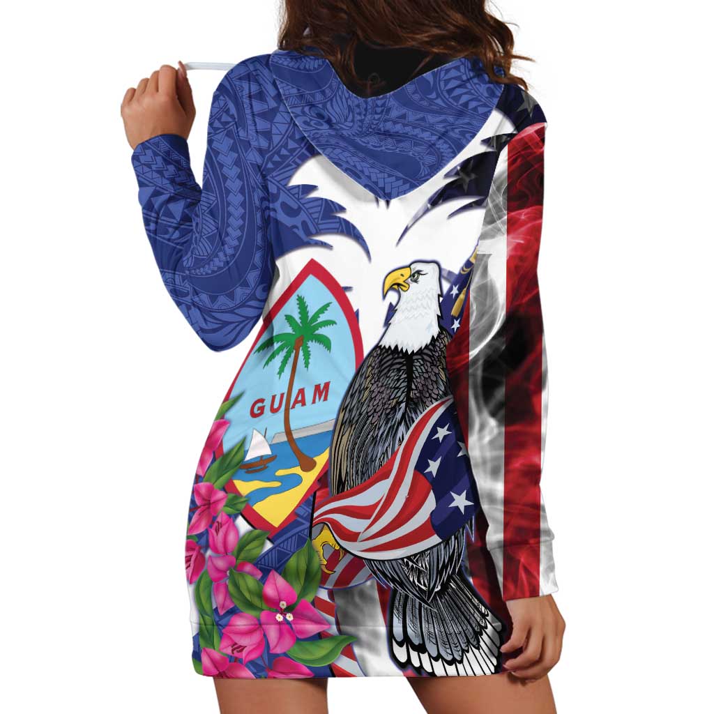 United States Guam Hoodie Dress USA Eagle Guahan Seal Bougainvillea - Polynesian Pride