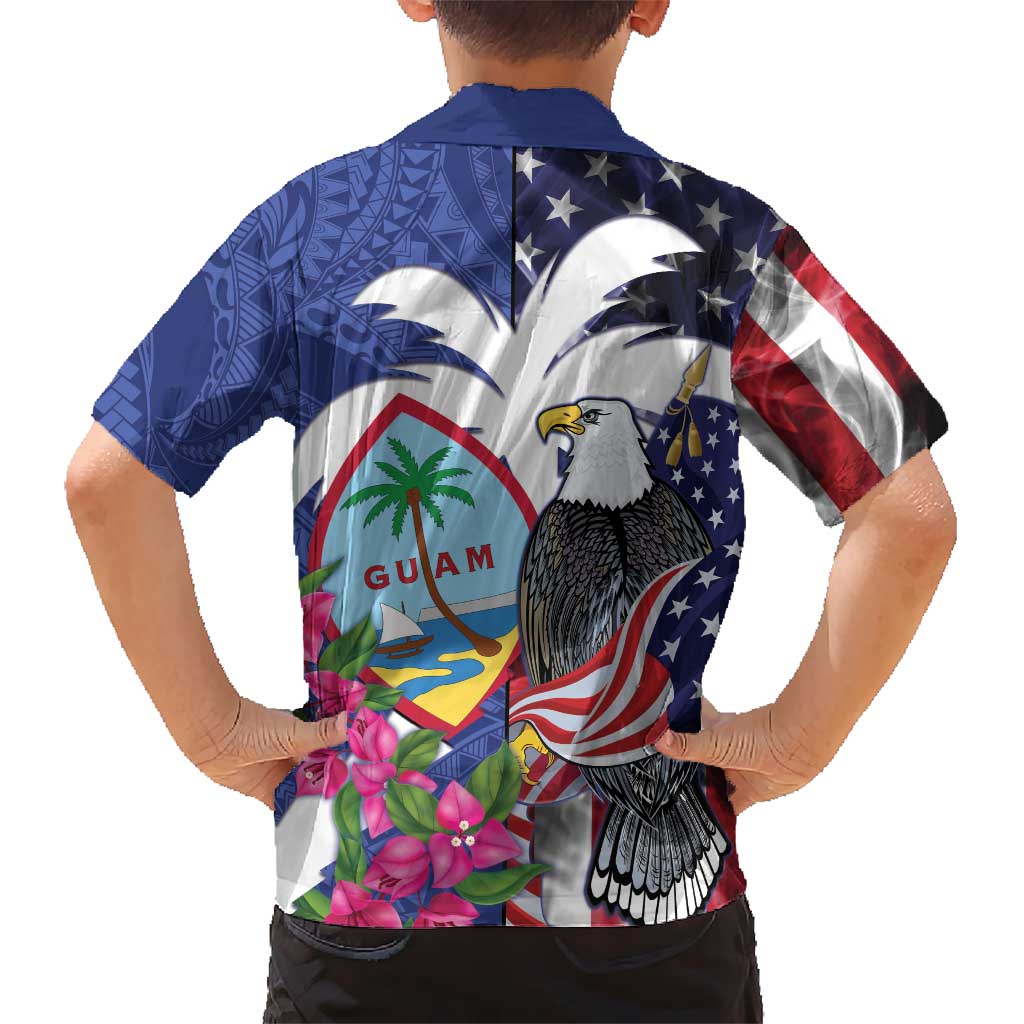 United States Guam Kid Hawaiian Shirt USA Eagle Guahan Seal Bougainvillea - Polynesian Pride
