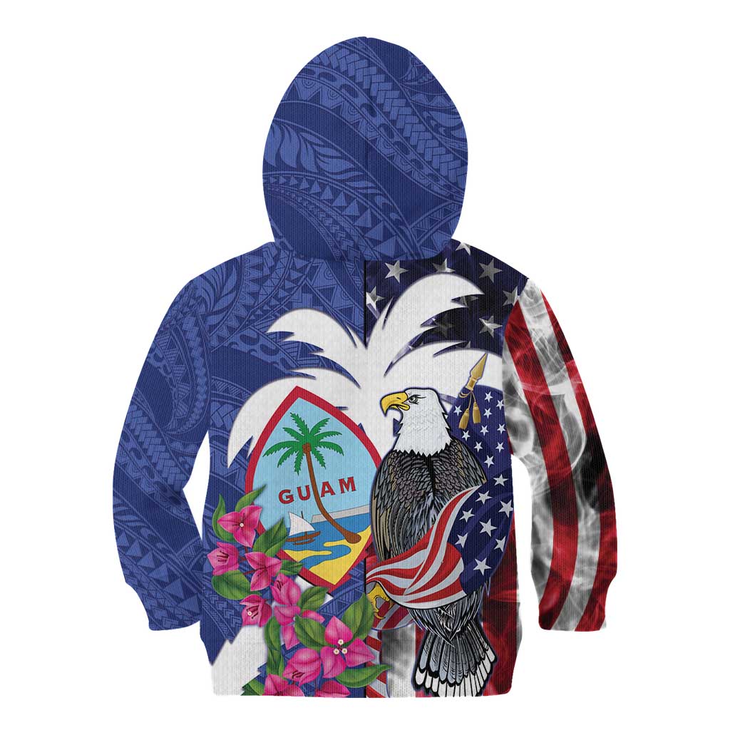United States Guam Kid Hoodie USA Eagle Guahan Seal Bougainvillea - Polynesian Pride