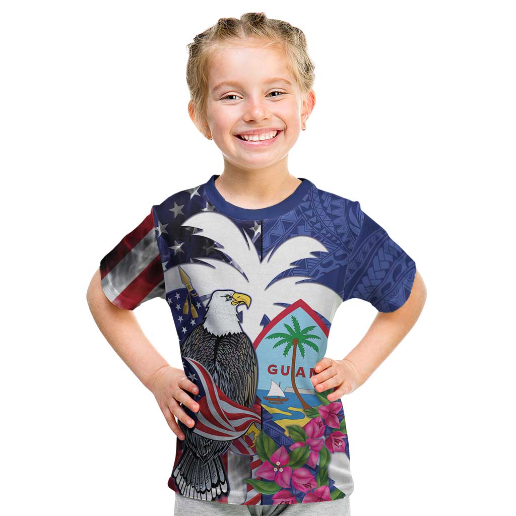 United States Guam Kid T Shirt USA Eagle Guahan Seal Bougainvillea - Polynesian Pride