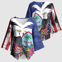 United States Guam Kimono Sleeve Blouse USA Eagle Guahan Seal Bougainvillea - Polynesian Pride