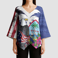 United States Guam Kimono Sleeve Blouse USA Eagle Guahan Seal Bougainvillea - Polynesian Pride