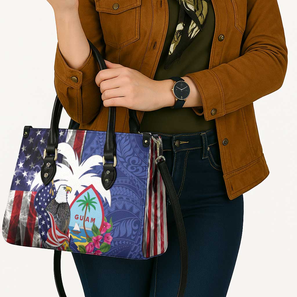 United States Guam Leather Bag USA Eagle Guahan Seal Bougainvillea LT14 - Polynesian Pride