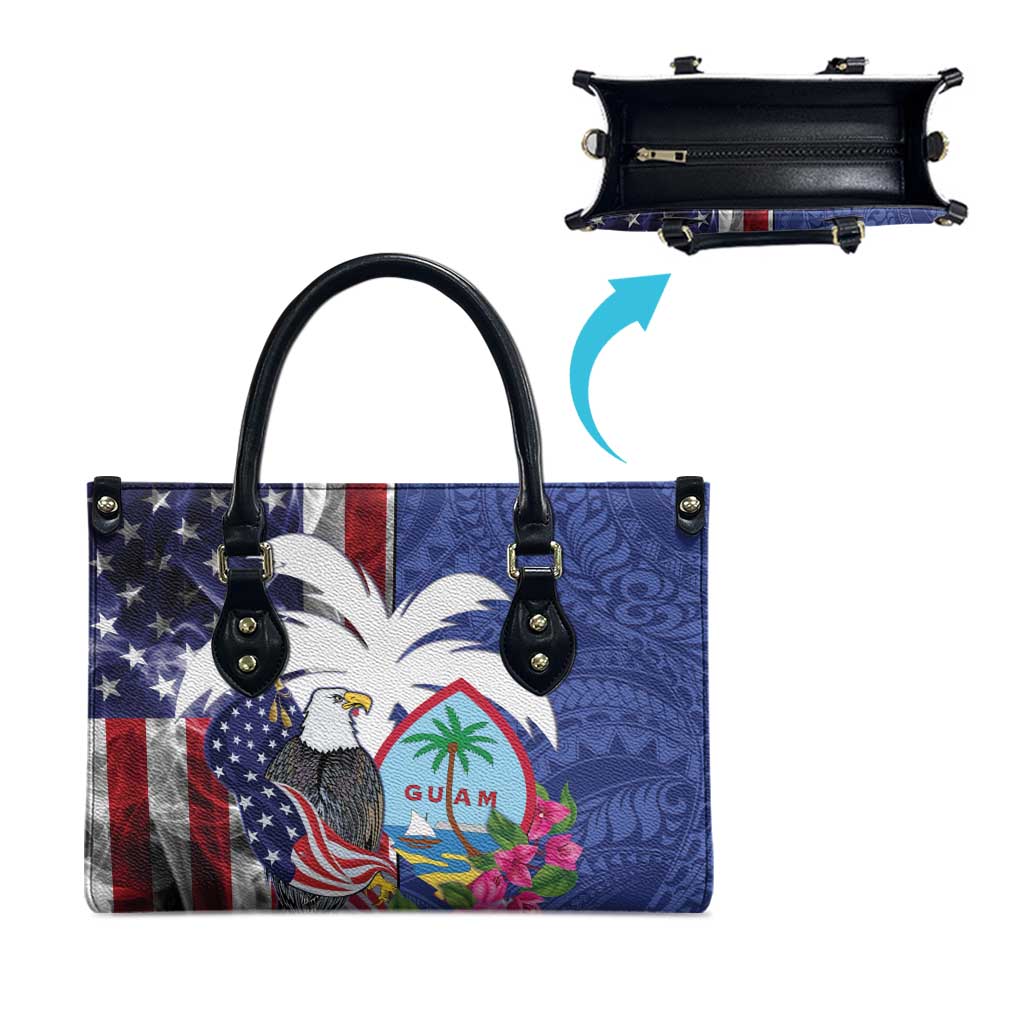 United States Guam Leather Bag USA Eagle Guahan Seal Bougainvillea LT14 - Polynesian Pride