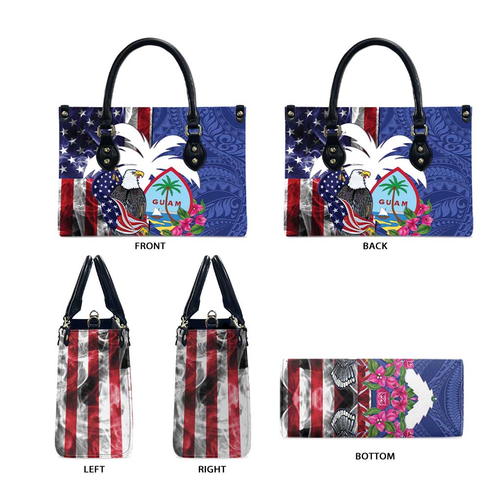 United States Guam Leather Bag USA Eagle Guahan Seal Bougainvillea LT14 - Polynesian Pride