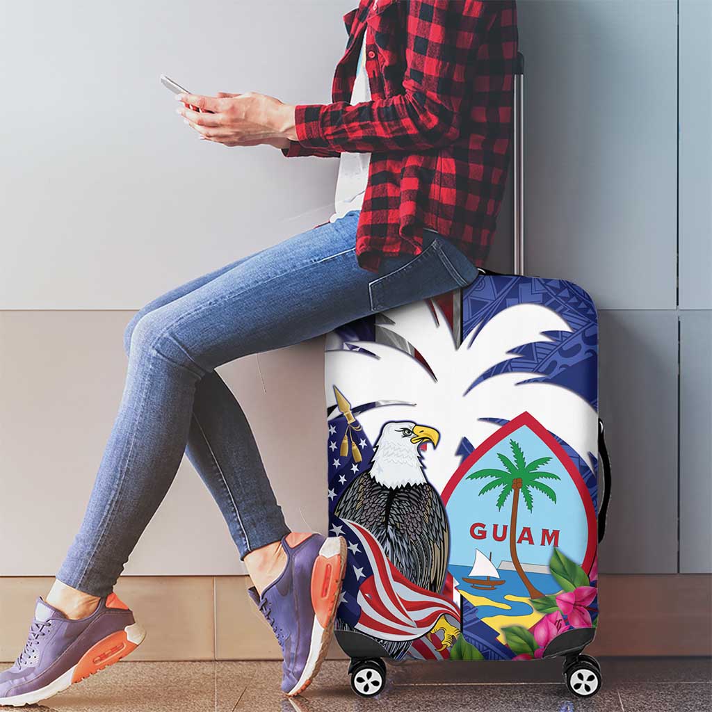 United States Guam Luggage Cover USA Eagle Guahan Seal Bougainvillea - Polynesian Pride