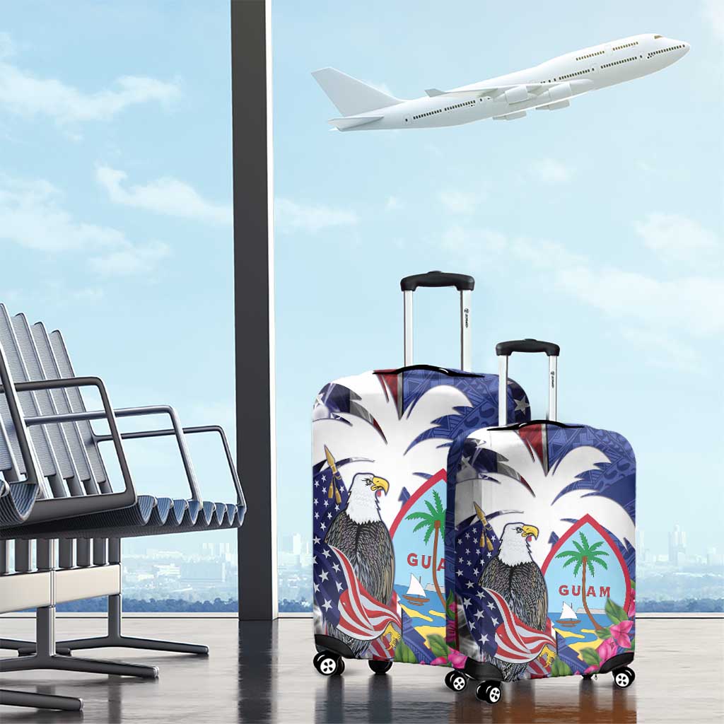 United States Guam Luggage Cover USA Eagle Guahan Seal Bougainvillea - Polynesian Pride