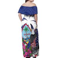 United States Guam Off Shoulder Maxi Dress USA Eagle Guahan Seal Bougainvillea - Polynesian Pride