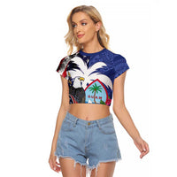 United States Guam Raglan Cropped T Shirt USA Eagle Guahan Seal Bougainvillea - Polynesian Pride