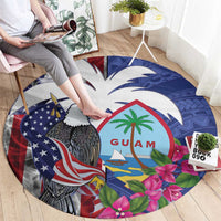 United States Guam Round Carpet USA Eagle Guahan Seal Bougainvillea - Polynesian Pride