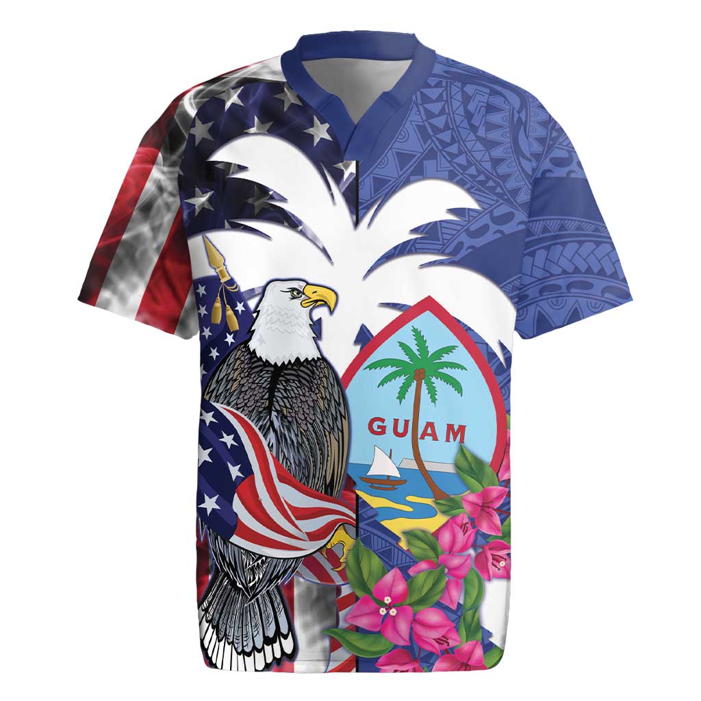 United States Guam Rugby Jersey USA Eagle Guahan Seal Bougainvillea - Polynesian Pride