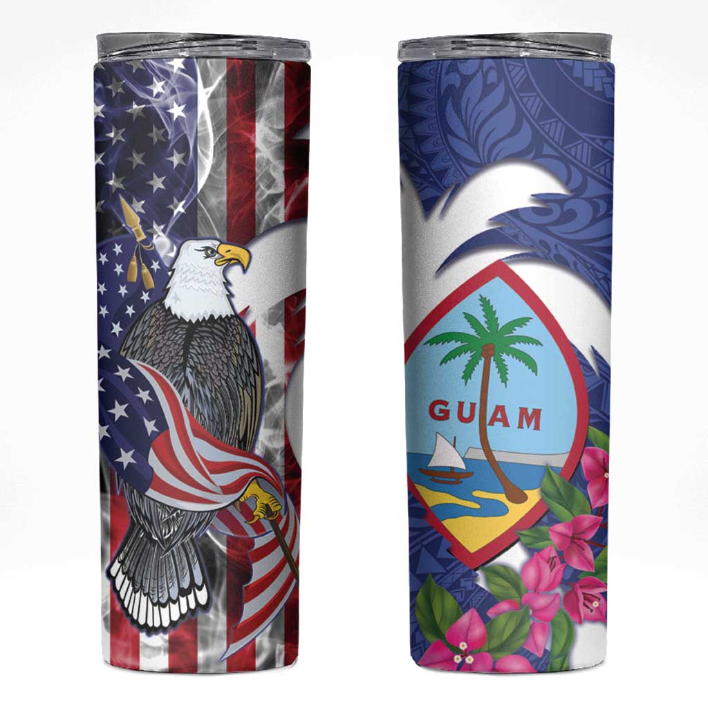 United States Guam Skinny Tumbler USA Eagle Guahan Seal Bougainvillea - Polynesian Pride