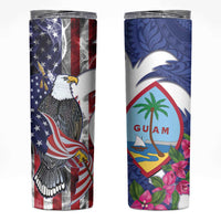 United States Guam Skinny Tumbler USA Eagle Guahan Seal Bougainvillea - Polynesian Pride