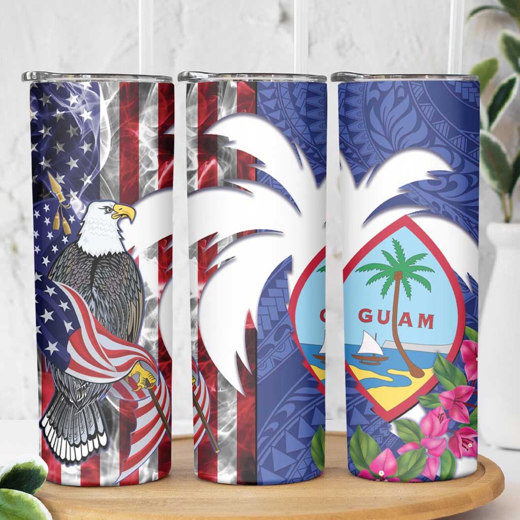 United States Guam Skinny Tumbler USA Eagle Guahan Seal Bougainvillea - Polynesian Pride