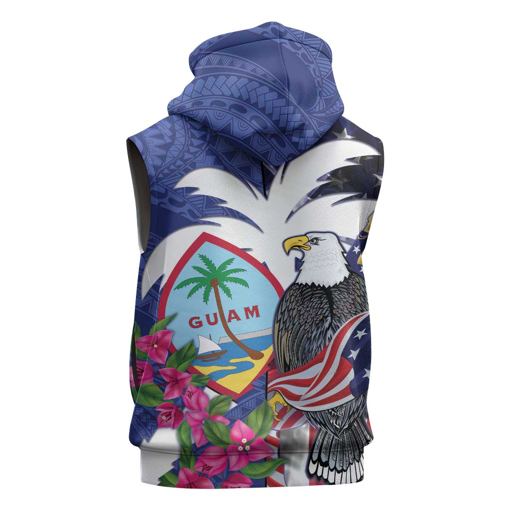 United States Guam Sleeveless Hoodie USA Eagle Guahan Seal Bougainvillea - Polynesian Pride
