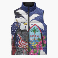 United States Guam Sleeveless Puffer Jacket USA Eagle Guahan Seal Bougainvillea LT14 Unisex Blue - Polynesian Pride