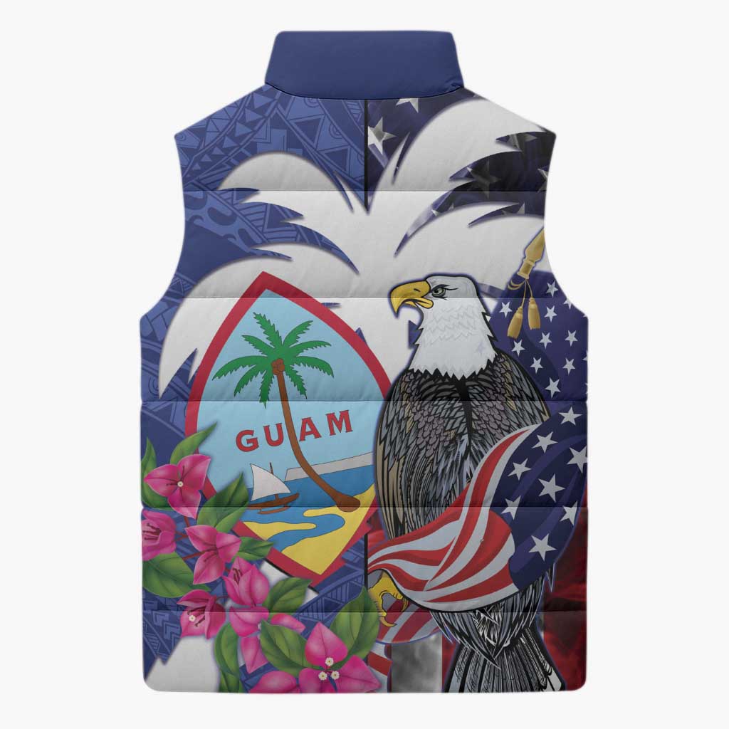 United States Guam Sleeveless Puffer Jacket USA Eagle Guahan Seal Bougainvillea LT14 - Polynesian Pride