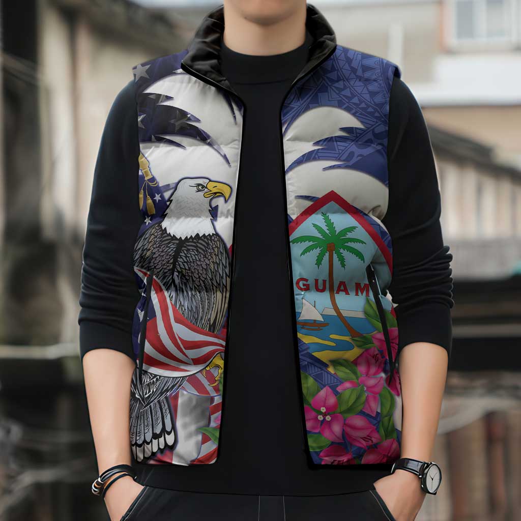 United States Guam Sleeveless Puffer Jacket USA Eagle Guahan Seal Bougainvillea LT14 - Polynesian Pride