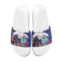 United States Guam Slide Sandals USA Eagle Guahan Seal Bougainvillea LT14 Blue - Polynesian Pride