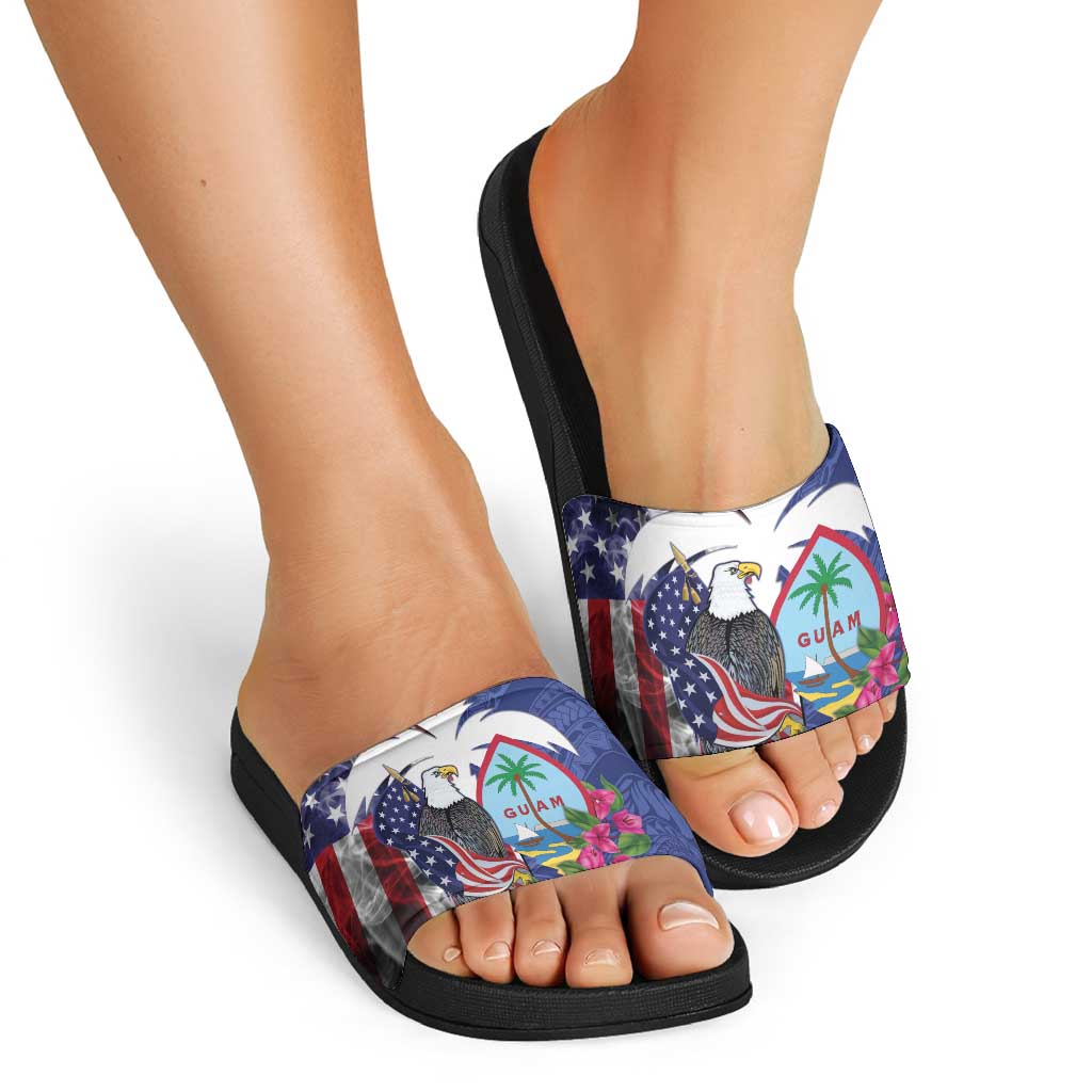United States Guam Slide Sandals USA Eagle Guahan Seal Bougainvillea LT14 - Polynesian Pride