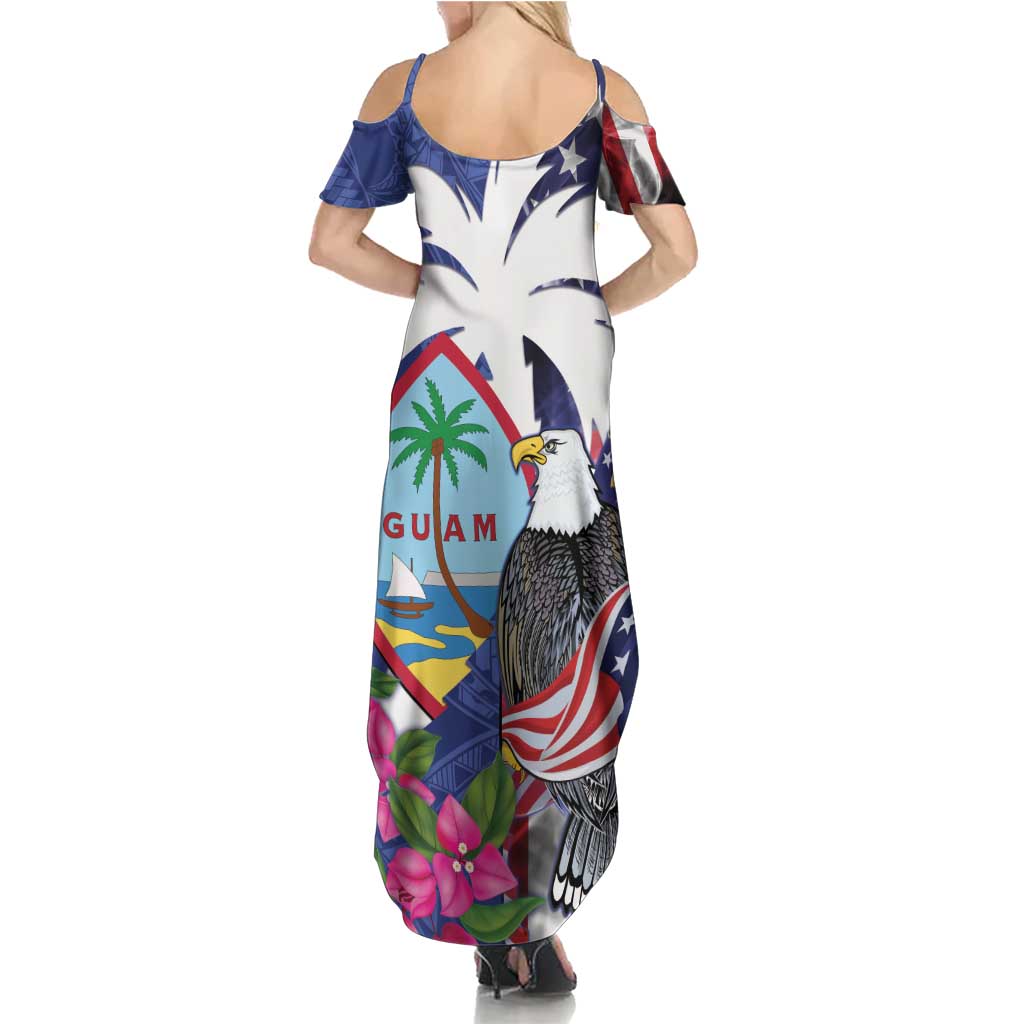 United States Guam Summer Maxi Dress USA Eagle Guahan Seal Bougainvillea - Polynesian Pride