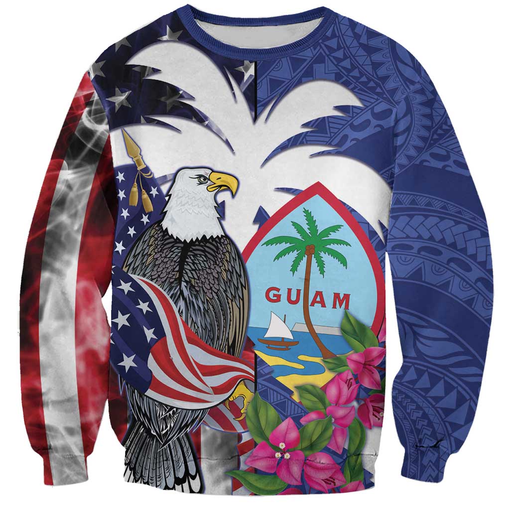 United States Guam Sweatshirt USA Eagle Guahan Seal Bougainvillea - Polynesian Pride