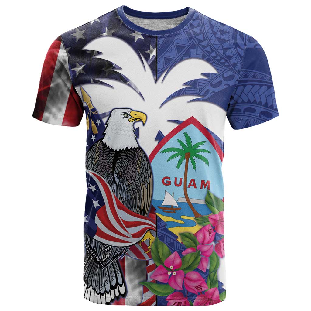 United States Guam T Shirt USA Eagle Guahan Seal Bougainvillea - Polynesian Pride
