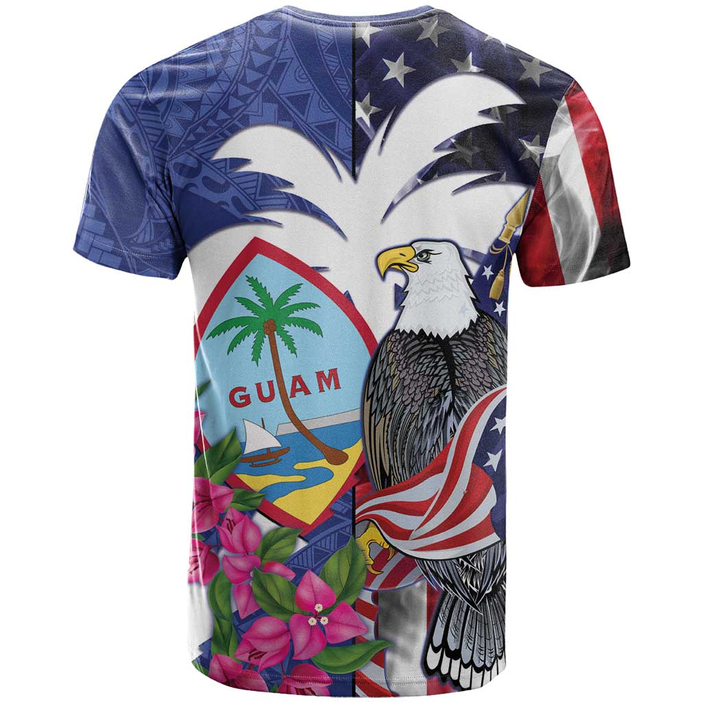 United States Guam T Shirt USA Eagle Guahan Seal Bougainvillea - Polynesian Pride