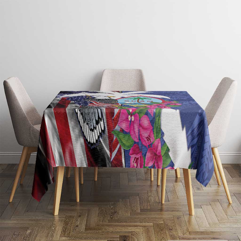 United States Guam Tablecloth USA Eagle Guahan Seal Bougainvillea - Polynesian Pride