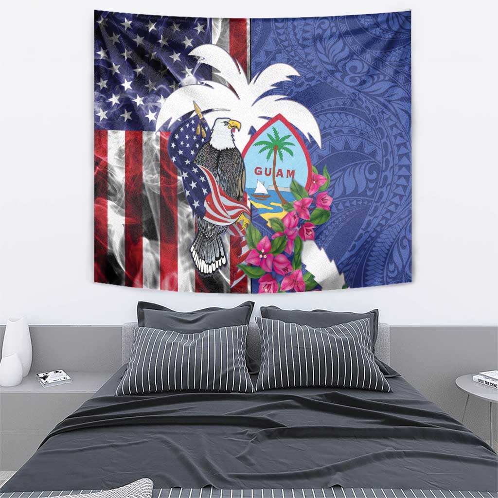 United States Guam Tapestry USA Eagle Guahan Seal Bougainvillea - Polynesian Pride