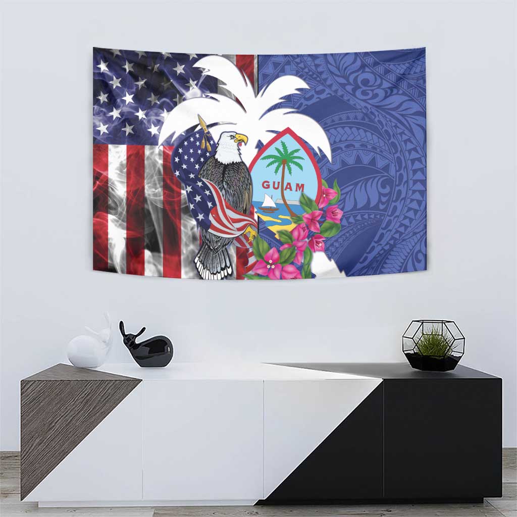 United States Guam Tapestry USA Eagle Guahan Seal Bougainvillea - Polynesian Pride