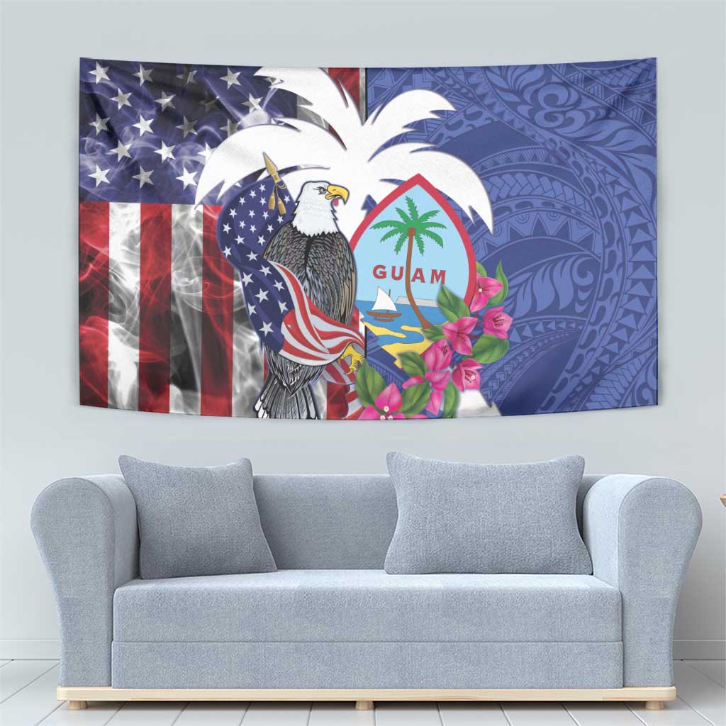 United States Guam Tapestry USA Eagle Guahan Seal Bougainvillea - Polynesian Pride