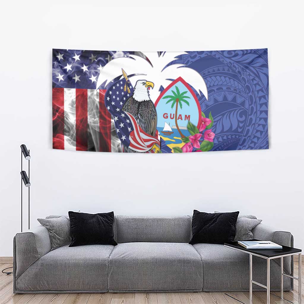 United States Guam Tapestry USA Eagle Guahan Seal Bougainvillea - Polynesian Pride