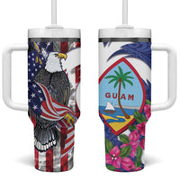 United States Guam Tumbler With Handle USA Eagle Guahan Seal Bougainvillea - Polynesian Pride