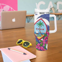 United States Guam Tumbler With Handle USA Eagle Guahan Seal Bougainvillea - Polynesian Pride